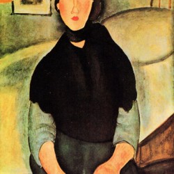 Modigliani - Young brown woman sitting on a bed